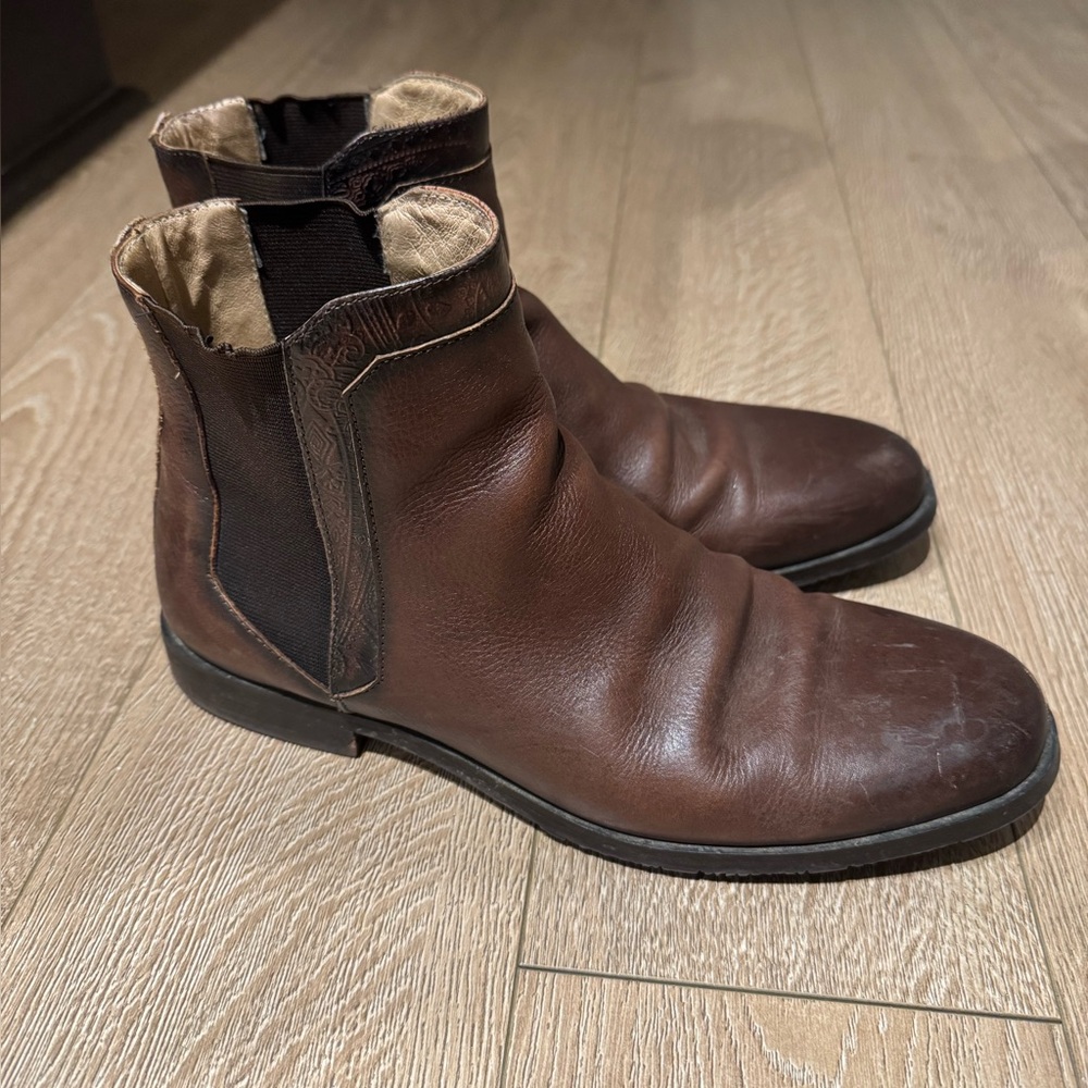 ROBERT GRAHAM Breton Leather Chelsea Boots Size 8 Men